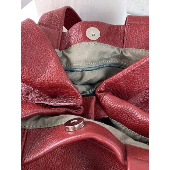 Neta Sade Hobo Bag Purse Red Pebbled Leather Large Tote Handbag Designer - Picture 10 of 13